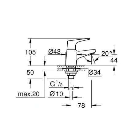 Grohe Start Flow - Robinet de lavabo, chrome 20577000