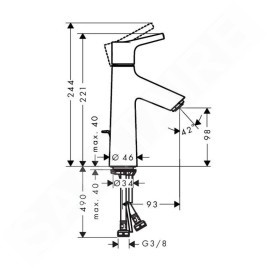 Hansgrohe Talis S - Mitigeur de lavabo 100 CoolStart avec tirette et garniture de vidage, chrome 72022000