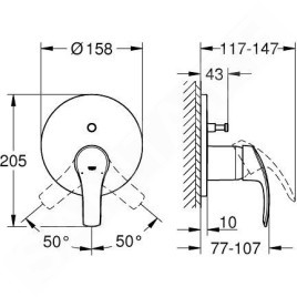 Grohe Eurosmart - Mitigeur encastrable pour 2 sorties, chrome 24043002