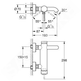 Grohe Essence - Mitigeur de baignoire, graphite foncé brossé 33624AL1