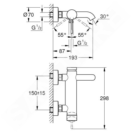 Grohe Essence - Mitigeur de baignoire, graphite foncé brossé 33624AL1