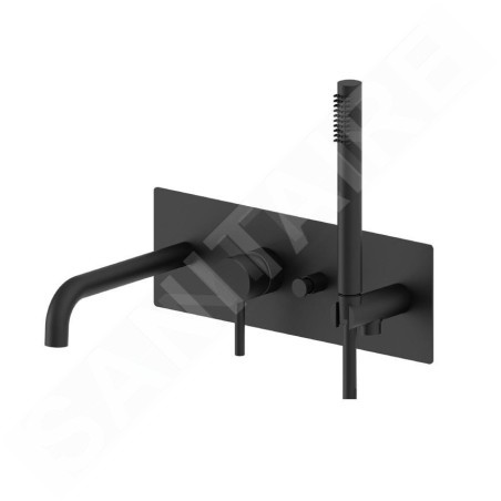 Paffoni Light - Mitigeur de baignoire encastré avec corps d’encastrement et accessoires, noir mat LIG001NO