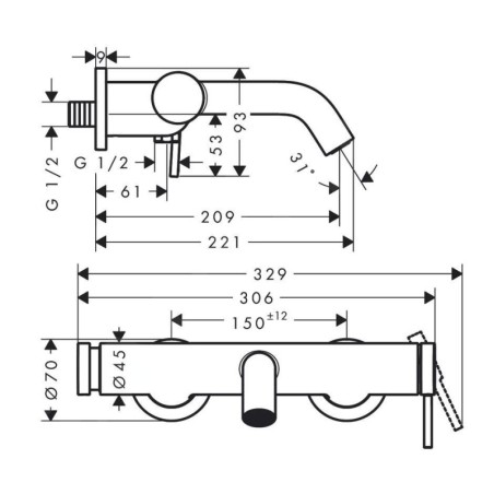 Hansgrohe Tecturis S - Mitigeur de baignoire, bronze brossé 73422140