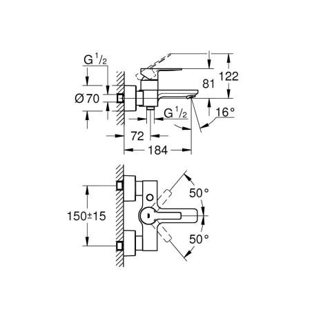 Grohe Lineare - Mitigeur de baignoire, chrome 33849001