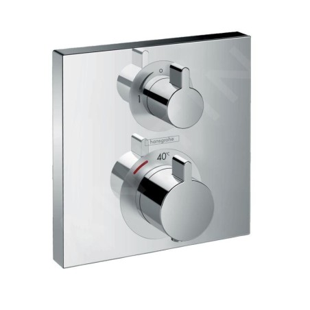 Hansgrohe Ecostat Square - Mitigeur thermostatique encastré avec vanne d’arrêt, chrome 15712000