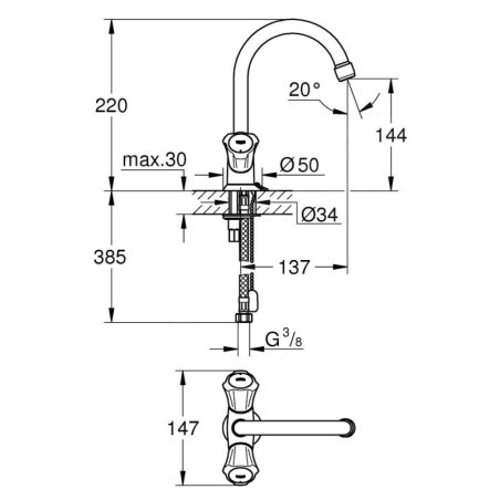 Grohe Costa - Mélangeur de lavabo, chrome 21337001