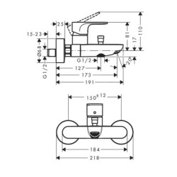 Hansgrohe Rebris S - Mitigeur de baignoire, noir mat 72440670
