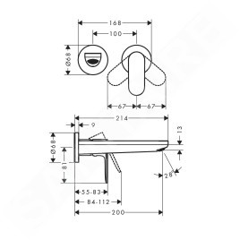 Hansgrohe Rebris S - Mitigeur de lavabo encastré, 2 trous, chrome 72528000