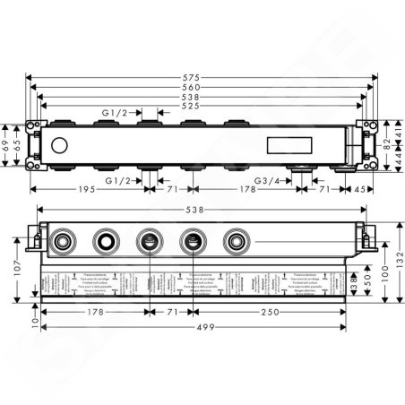 Hansgrohe Corps d’encastrement - Corps d’encastrement RainsSelect pour 3 sorties 15311180