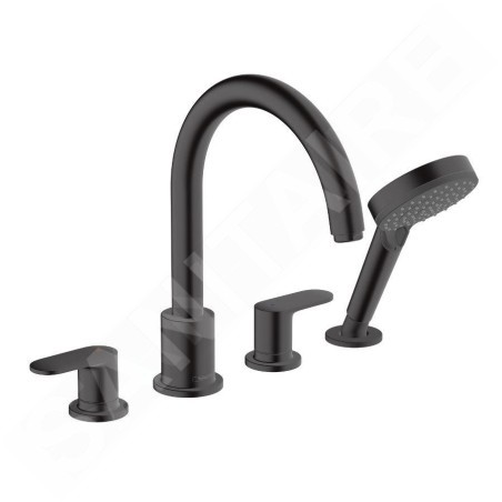 Hansgrohe Vernis Blend - Mitigeur sur le bord de baignoire, installation 4 trous, noir mat 71456670