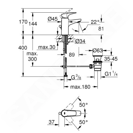 Grohe BauFlow - Mitigeur de lavabo avec vidage, chrome 23751000