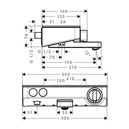 Hansgrohe ShowerTablet Select - Mitigeur thermostatique de baignoire 300, blanc/chrome 13151400