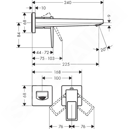 Hansgrohe Metropol - Mitigeur de lavabo encastré, installation 2 trous, chrome 74526000