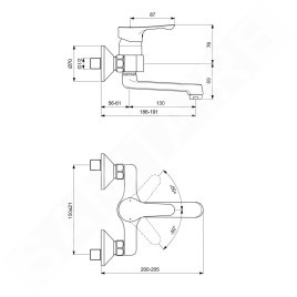 Ideal Standard Alpha - Mitigeur de lavabo, montage mural, chrome BC649AA