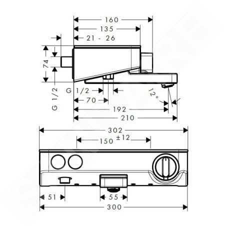 Hansgrohe ShowerTablet Select - Mitigeur thermostatique de baignoire 300, chrome 13151000