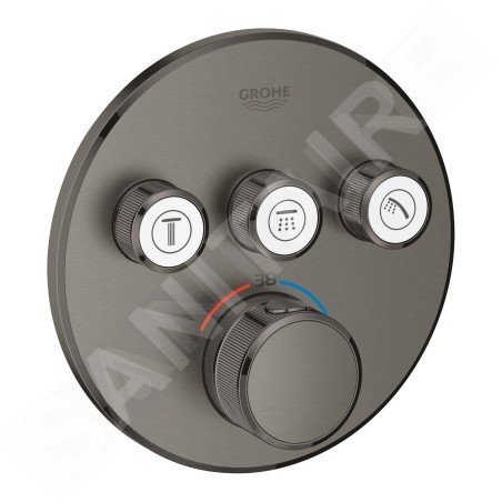 Grohe Grohtherm SmartControl - Mitigeur thermostatique encastré de douche, 3 sorties, Hard Graphite brossé 29121AL0