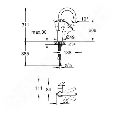 Grohe Eurosmart - Mitigeur de lavabo L, chrome 23743002