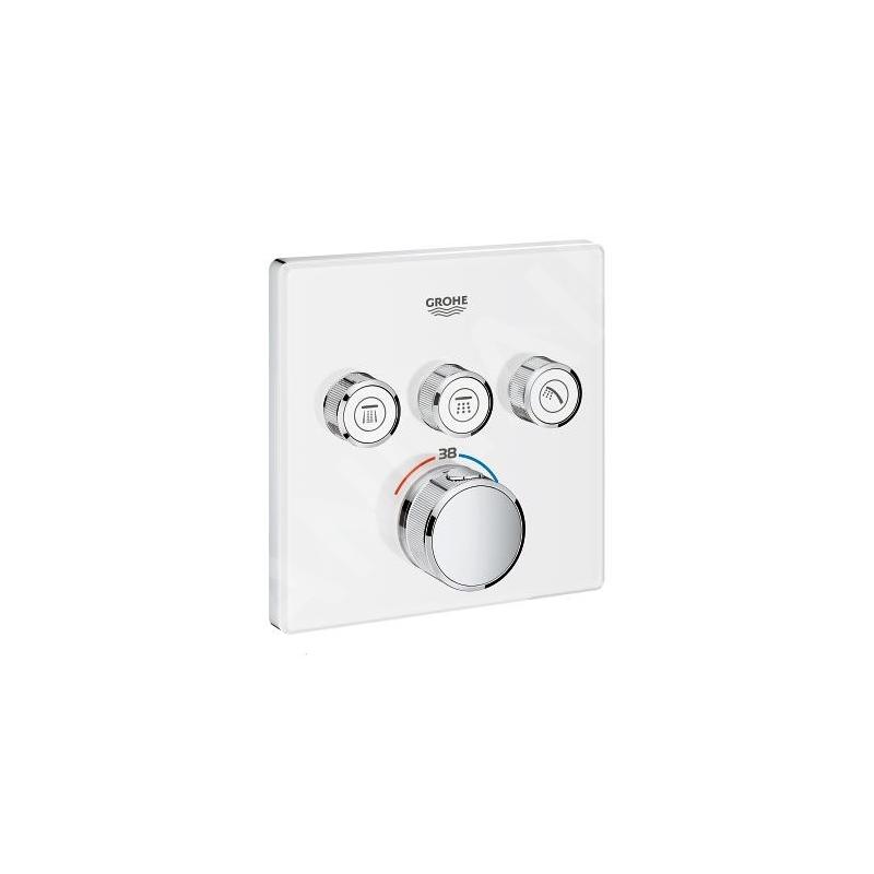 Grohe Grohtherm SmartControl - Mitigeur thermostatique encastré de baignoire à 3 sorties, blanc lunaire 29157LS0