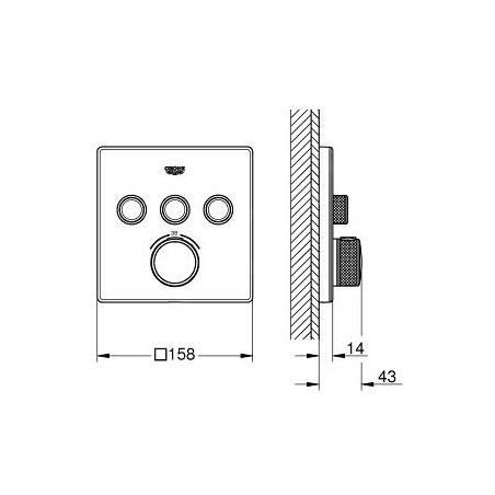 Grohe Grohtherm SmartControl - Mitigeur thermostatique encastré de baignoire à 3 sorties, blanc lunaire 29157LS0