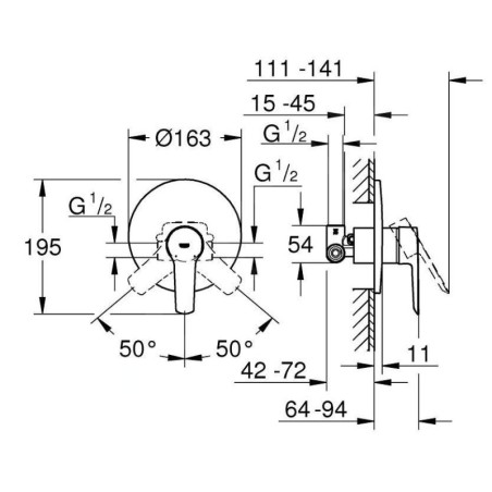 Grohe QuickFix Start - Mitigeur de douche à encastrer avec corps, chrome 32590002