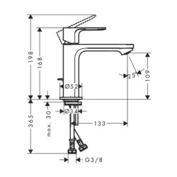 Hansgrohe Rebris E - Mitigeur de lavabo avec garniture de vidage, CoolStart, noir mat 72551670