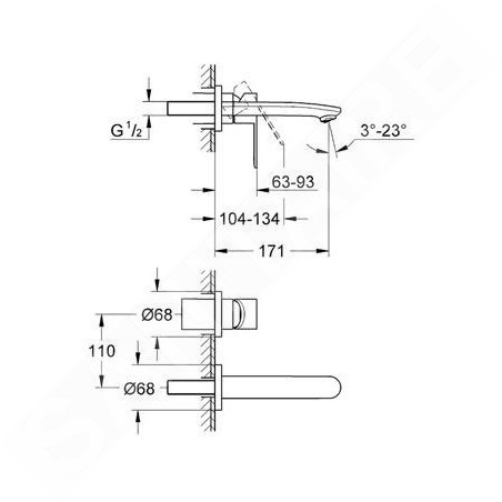 Grohe Eurostyle Cosmopolitan - Mitigeur thermostatique 2 trous, chrome 19571002
