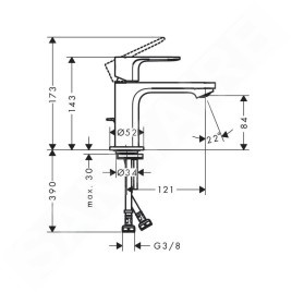 Hansgrohe Rebris E - Mitigeur de lavabo avec vidage, CoolStart, chrome 72553000