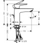Hansgrohe Talis E - Mitigeur de lavabo 110, LowFlow 3,5 l/min avec vidage, chrome 71715000