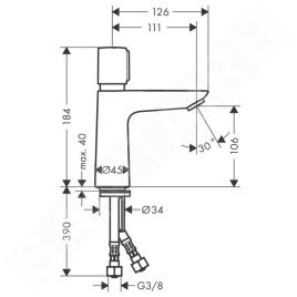 Hansgrohe Talis E - Mitigeur de lavabo avec fermeture automatique, EcoSmart, chrome 71718000