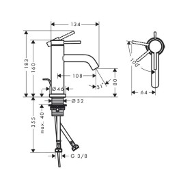 Hansgrohe Tecturis S - Mitigeur de lavabo avec vidage, CoolStart, EcoSmart, blanc mat 73305700