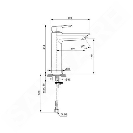 Ideal Standard Tesi - Mitigeur de lavabo Grande, BlueStart, chrome A6565AA