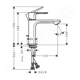 Hansgrohe Rebris E - Mitigeur de lavabo avec vidage, CoolStart, EcoSmart, chrome 72589000