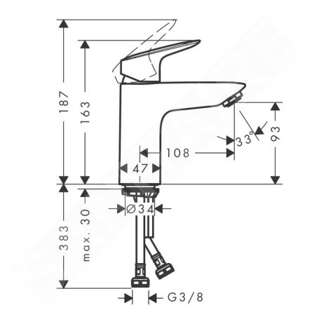 Hansgrohe Logis - Mitigeur de lavabo avec vidage Push-Open, EcoSmart, noir mat 71107670