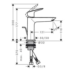 Hansgrohe Logis - Mitigeur de lavabo avec vidage, CoolStart, EcoSmart, noir mat 71254670