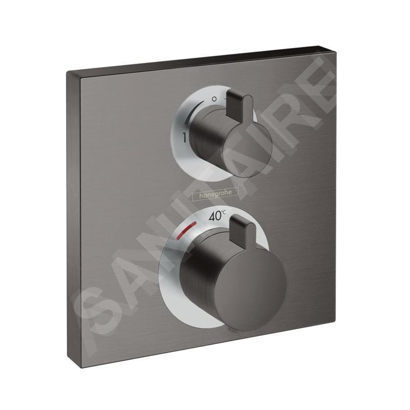 Hansgrohe Ecostat Square - Robinet thermostatique encastré avec 2 fonctions, noir chromé brossé 15714340