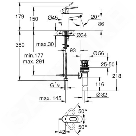 Grohe BauLoop - Mitigeur de lavabo avec vidage, chrome 32814000