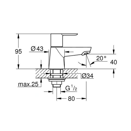 Grohe BauEdge - Robinet de lavabo pour eau froide, chrome 20421000