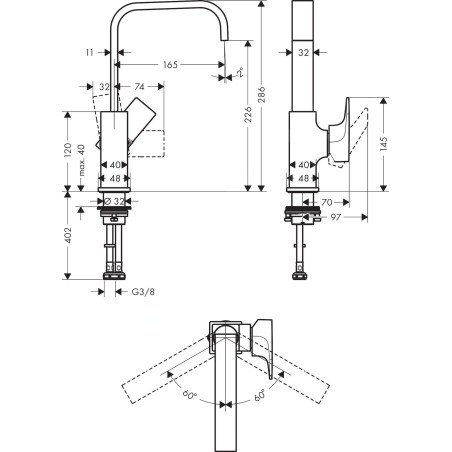 Hansgrohe Metropol - Mitigeur de lavabo avec bonde Push-Open, bronze brossé 32511140