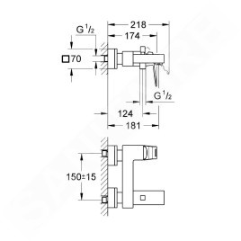 Grohe Eurocube - Mitigeur de baignoire, chrome 23140000