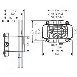 Axor One - Corps d’encastrement pour mitigeur thermostatique encastré 45710180