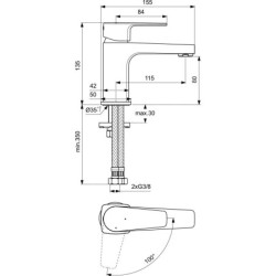 Ideal Standard Cerafine D - Mitigeur de lavabo, BlueStart, chrome BC683AA