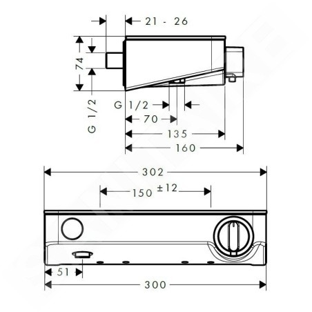 Hansgrohe ShowerTablet Select - Mitigeur thermostatique de douche 300, chrome 13171000