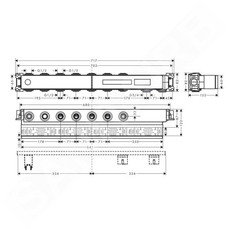 Hansgrohe Corps d’encastrement - Corps d’encastrement RainSelect pour 5 sorties, chrome 15313180