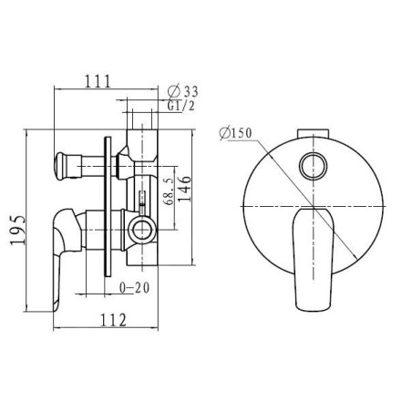 Novaservis Nobless Tina - Robinetterie de baignoire encastrée avec inverseur, chrome 38050R,0