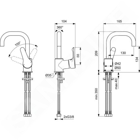 Ideal Standard Alpha - Mitigeur de lavabo avec bec rotatif, chrome BC650AA