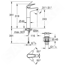 Grohe Swift - Mitigeur de lavabo avec bonde Push-Open, chrome 24331001