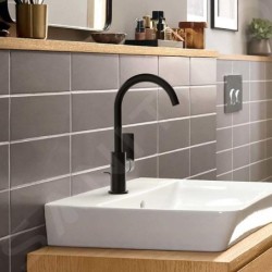 Hansgrohe Rebris E - Mitigeur de lavabo avec vidage et bec orientable, noir mat 72576670