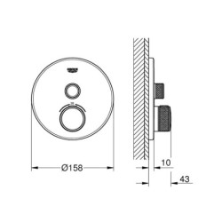 Grohe Grohtherm SmartControl - Mitigeur thermostatique encastré de douche avec 1 sortie, Cool Sunrise brossé 29118GN0