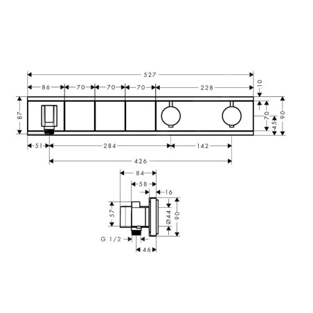 Hansgrohe RainSelect - Mitigeur thermostatique de douche encastré pour 3 sorties, chrome 15356000
