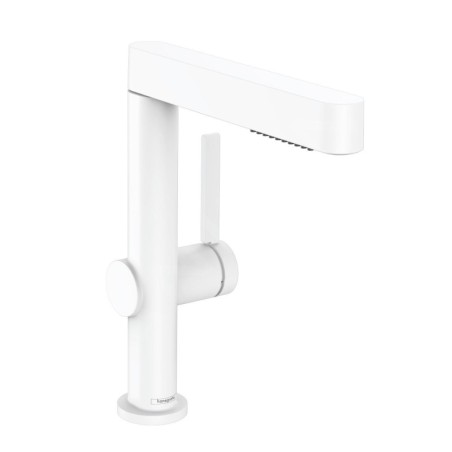 Hansgrohe Finoris - Mitigeur de lavabo 230, avec Push-Open et bec extractible, EcoSmart, blanc mat 76063700